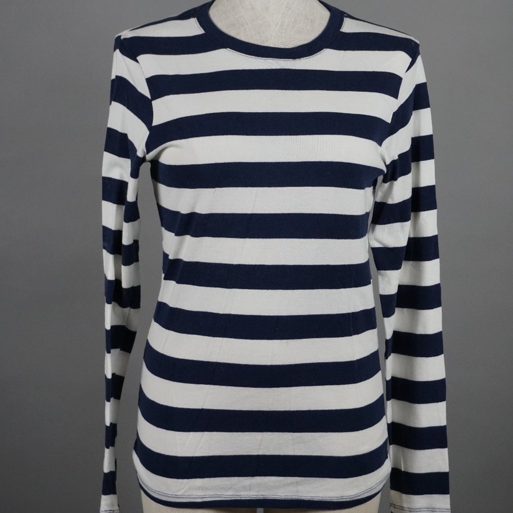 Gap Long Sleeve Striped Cotton T-Shirt Blue&White